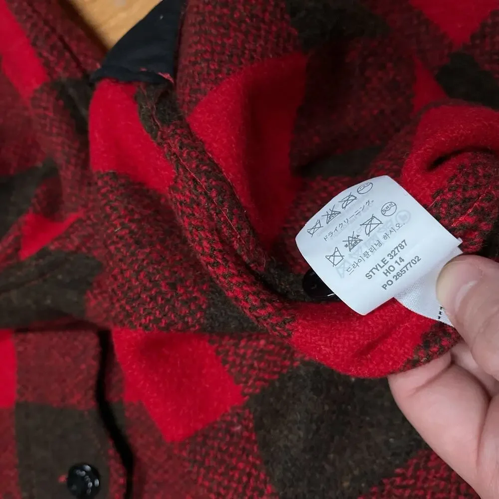 Wallace & Barnes Shirt Shacket XL Red Buffalo Plaid Wool Flannel Nautical J.Crew